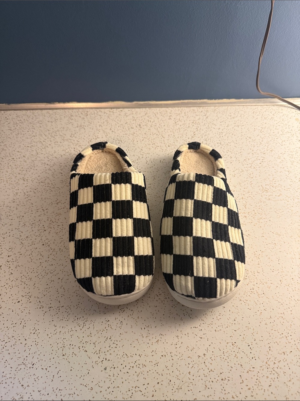 Women’s Slip-On Checkerboard Canvas Shoes - Black & Cream